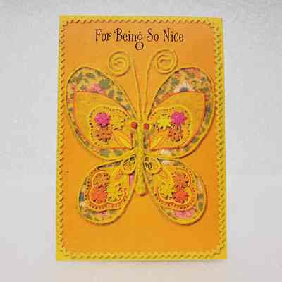 [Greeting Card] "For Being So Nice", Butterfly, Orange, 13 September, 1972