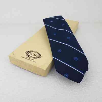 [Neck Tie] Westburne Drilling, In Box, Embroidered Navy Blue White