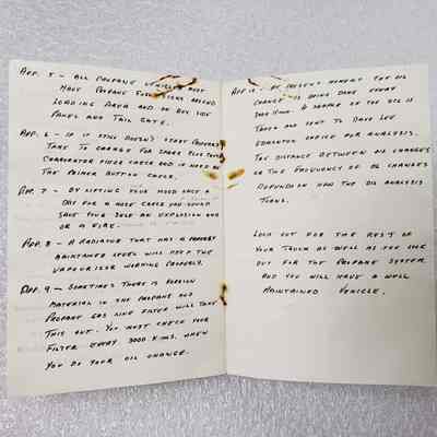 [Booklet] Handwritten Instructional for Propane Vehicles - Pages 5-6: View of pages 5-6