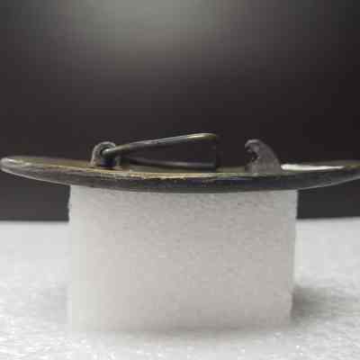 [Belt Buckle] CANMAR, Maple Leaf, Antique-Bronze - Side: View from the side.