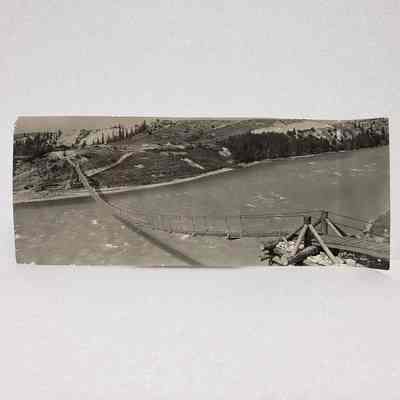 [Photo] Wood and Wire Bridge over River, Panoramoc, BW, Large, c.1929