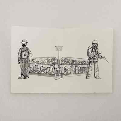 [Artwork] Safety Equipment Display, Concept Art, Ink on Paper, Undated