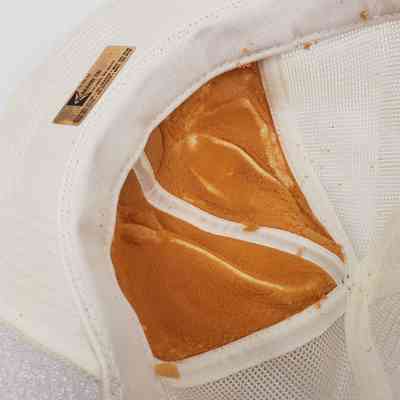 Close-Up of Interior, Sweatband and Deteriorating Foam Padding behind Crown