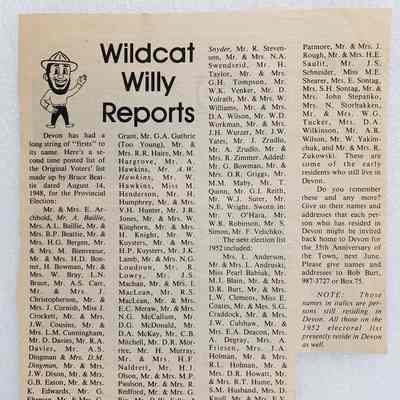 Newsclipping - Wildcat Willy Report, "Devon has had a long string of firsts...": 2024.16.1.2