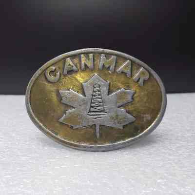 [Belt Buckle] CANMAR, Maple Leaf, Antique-Brass/Silver