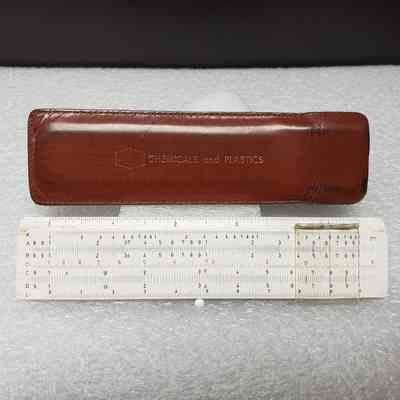 [Slide Rule] Union Carbide Chemicals and Plastics, White Plastic, Brown Leather