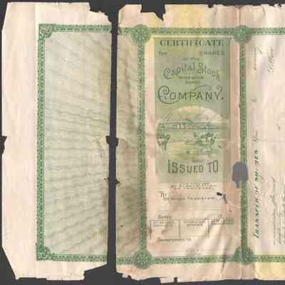 Scan of Share Certificate, Reverse