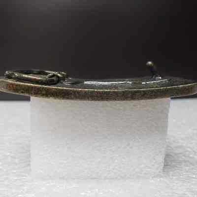 [Belt Buckle] B&R Transport Ltd., Leather Antique-Bronze - Side: View from the side.