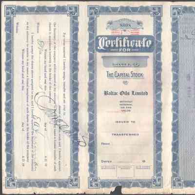 Scan of Share Certificate, Reverse