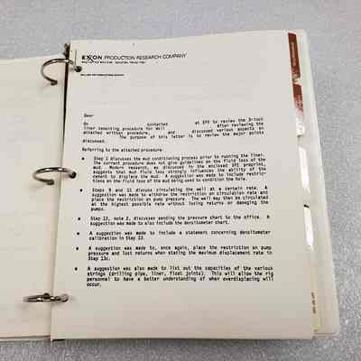 [Manual] Primary and Remedial Cementing, Exxon, White Binder w/ Cementing Tiger, c.1960s-70s - Front Letter: View of letter in front pages