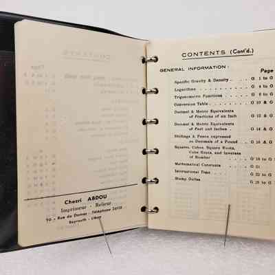 View of Planner, Contents Page Continued