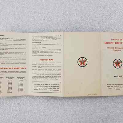 [Booklet] "Employee Benefit Plans", Texaco, 1955 - Side B: View of Side B when unfolded