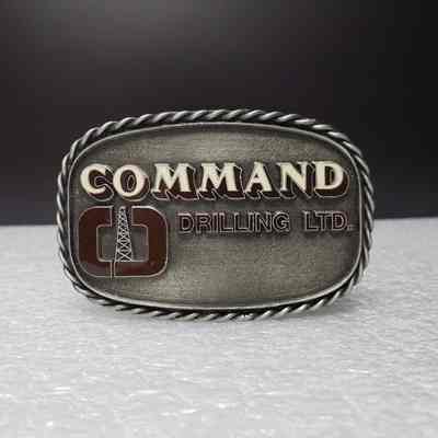 [Belt Buckle] Command Drilling Ltd., Antique-Silver, Cream Brown