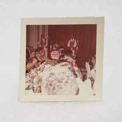 [Photo] 'Red Hot Mamas' Band on Stage with Audience at Dining Tables, Association of Desk and Derrick Clubs, Small, Square, White Border, c.1972