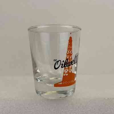 [Shot Glass] Oilwell USS, Clear Glass, Orange Black