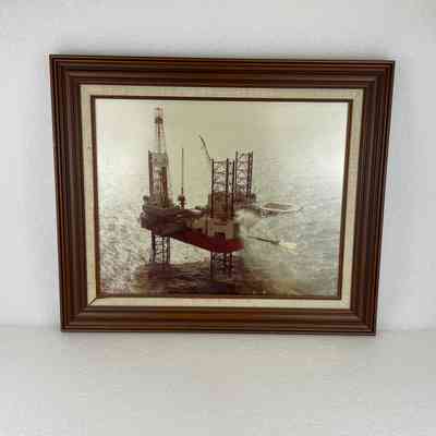 [Photo] Offshore Rig, Coloured, Landscape, Framed, Wood