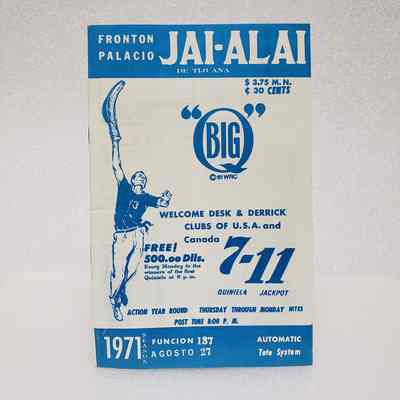 [Booklet] Jai-Alai, Fronton Palacio, 1971 Season, Blue White