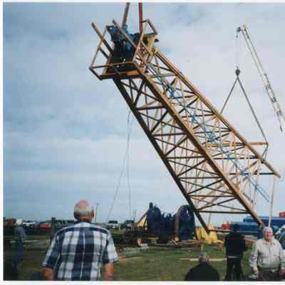 [Photo] Installing Wooden Cable Rig, Leduc #1 Energy Discovery Centre, Colour, 4x6in