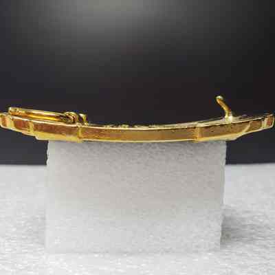 [Belt Buckle] Cage Transport Ltd., Gold Black - Side: View from the side.