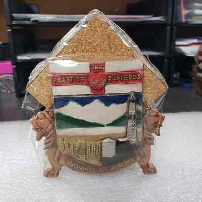 [Coaster] "Heart of Devon Oilfields", Set of 9 in Holder, Wood Cork