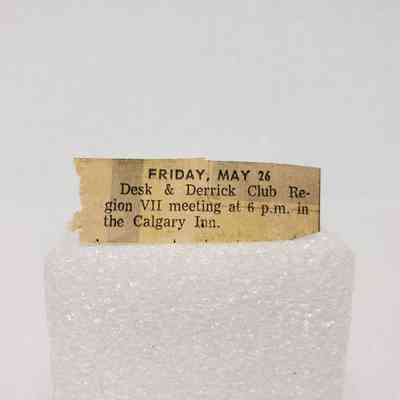 [Clipping] "Friday, May 26: Desk and Derrick Club Region VII Meeting...", The Calgary Herald, Friday 26 May, 1972