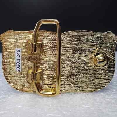 [Belt Buckle] Canadian Northwest Carrier Inc., Gold Enamel - Back: View of the back.