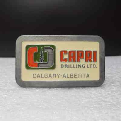 [Belt Buckle] Capri Driling Ltd., Antique-Silver Cream Red Green [Broken]