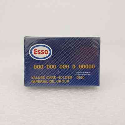[Playing Cards] ESSO, "Valued Card Holder," Single-Deck, Clear Plastic Film, In Box, Card Blue Mustard-Yellow Reed