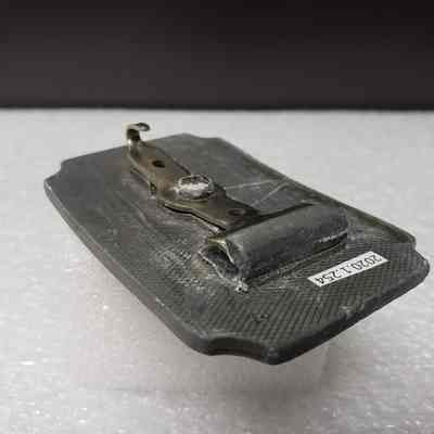[Belt Buckle] CANFOR, Antique-Silver - Missing Hinge: Angled view of missing hinge attachment.