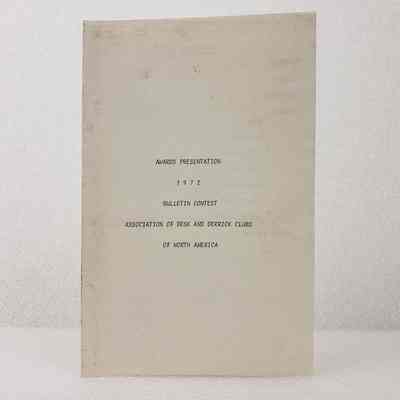 [Programme] 1972 Bulletin Contest Award Presentation, Association of Desk and Derrick Clubs, Tulsa Oklahoma, September, 1972