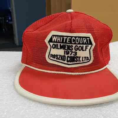 [Cap] Whitecourt Oilmens Golf 1973, Roszkid Const. Ltd., Red White
