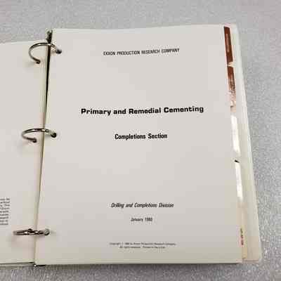 [Manual] Primary and Remedial Cementing, Exxon, White Binder w/ Cementing Tiger, c.1960s-70s - Title Page: View of the title page