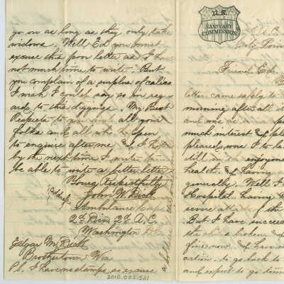 Correspondence to Edgar M. Dick from John W. Dick -- Nov 1864