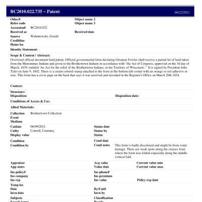 BC2010.022.735 PP: Past Perfect Summary from 2021