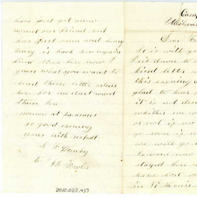 Correspondence to A. L. Fowler from L. G. Wauby -- Mar