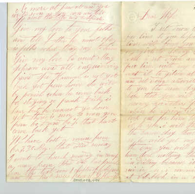 Correspondence to wife from T. J. Keevill -- Apr 1864