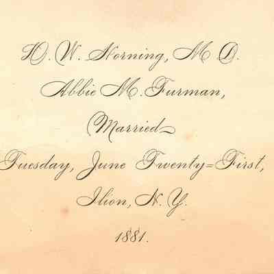 Wedding Announcement for D.W. Horning and Abbie M. Furman