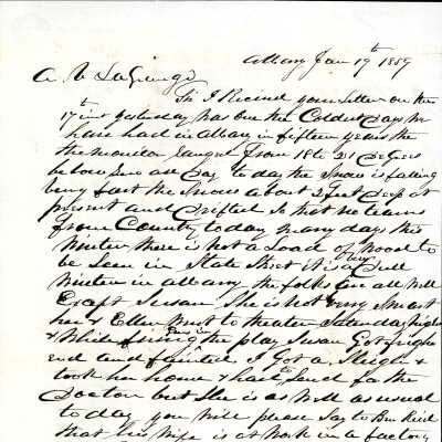 Correspondence to LaGrange -- Jan 1859