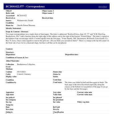 BC2010.022.577 PP: Past Perfect Summary from 2021