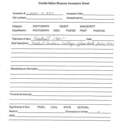 A2001.004.097 accession sheet