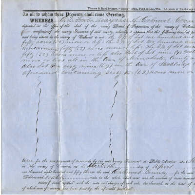 Calumet County to O. D. Fowler Tax Deed -- April 1856