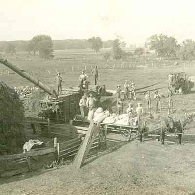 Tony Halfman threshing at Jack Gorser