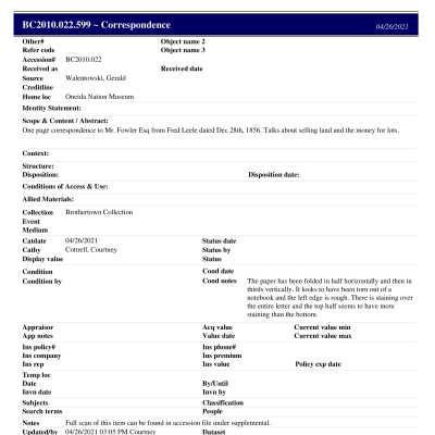 BC2010.022.599 PP: Past Perfect Summary from 2021