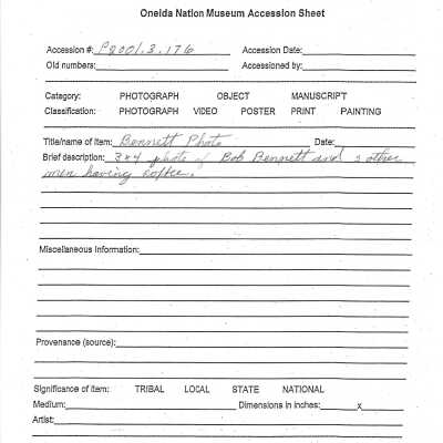 P2001.003.176 accession sheet