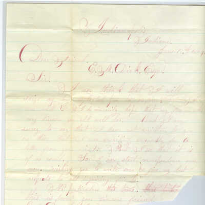Correspondence to E. M. Dick from J. A. -- Jun 1864