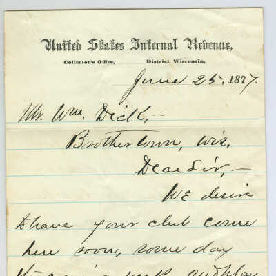 Correspondence to Mr. W. M. Dick from W. A. Walker -- Jun 1877