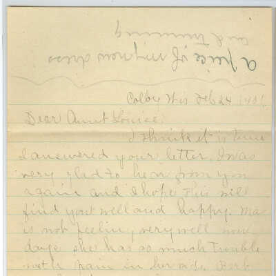 Correspondence to Mrs. Agnes L. Fowler from Hattie