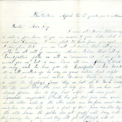 Correspondence to Asa Dick from Edgar M. Dick -- Apr 1863