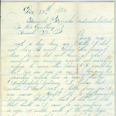 Correspondence from George A. Durschie -- Dec 1863