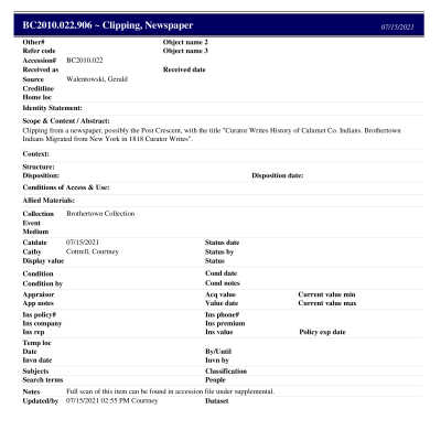 BC2010.022.906 PP: Past Perfect Summary from 2021